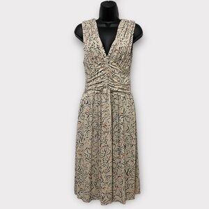 Anthropologie Deletta Cloud Rose Sleeveless Ruched V-Neck Dress Size Medium